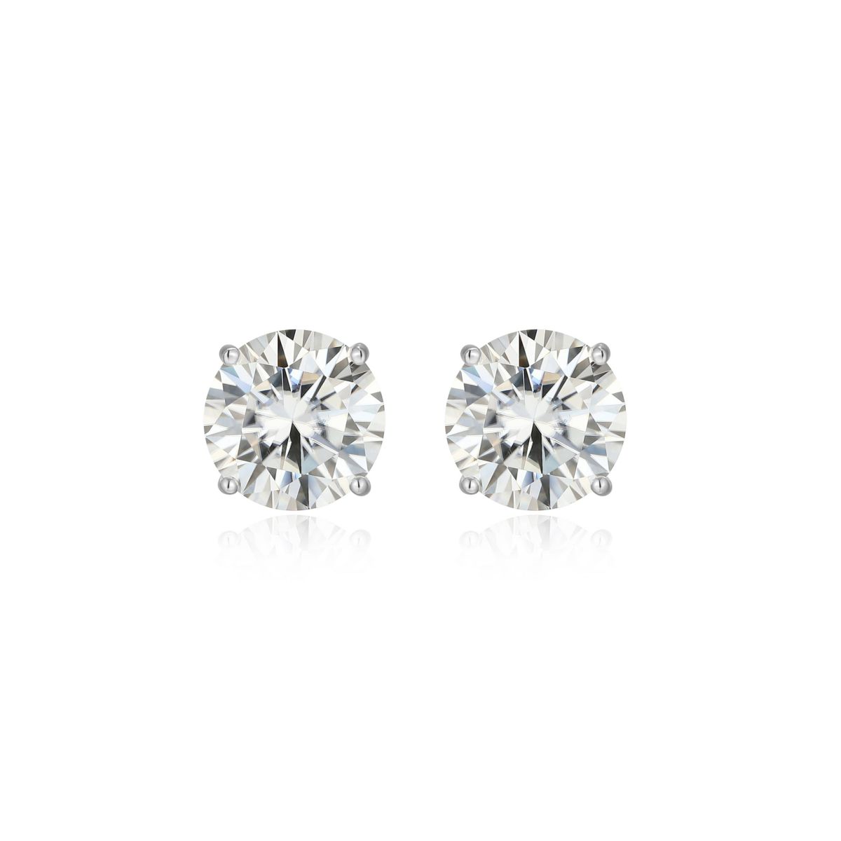 Lab Created 3.20 cttw Moissanite Round Stud Earrings 18K Yellow Gold or Platinum Plated Sterling Silver