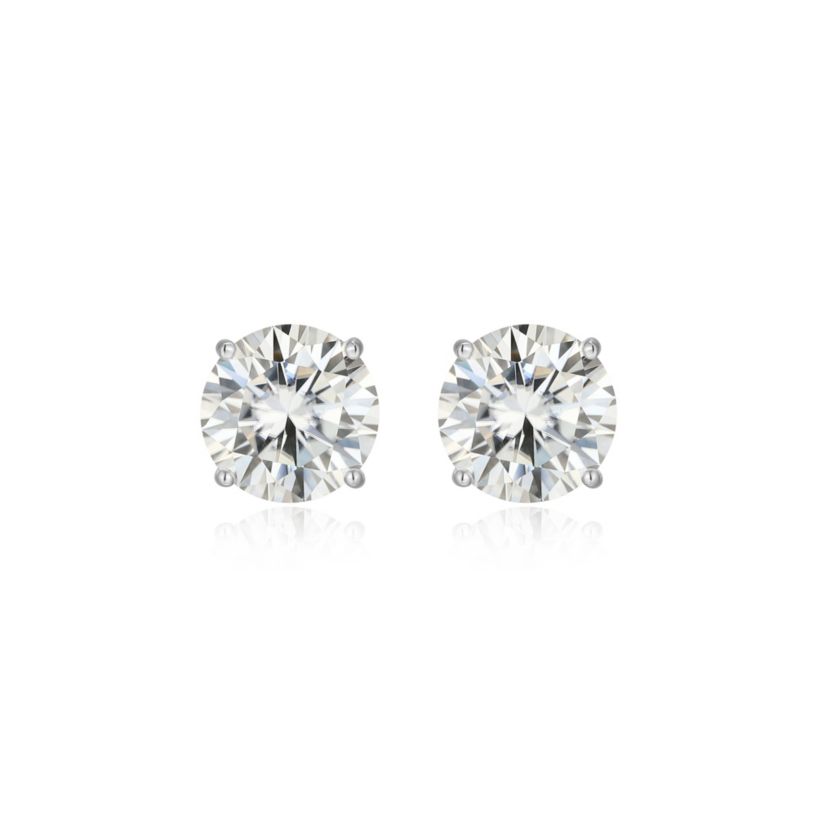 Lab Created 3.20 cttw Moissanite Round Stud Earrings 18K Yellow Gold or Platinum Plated Sterling Silver