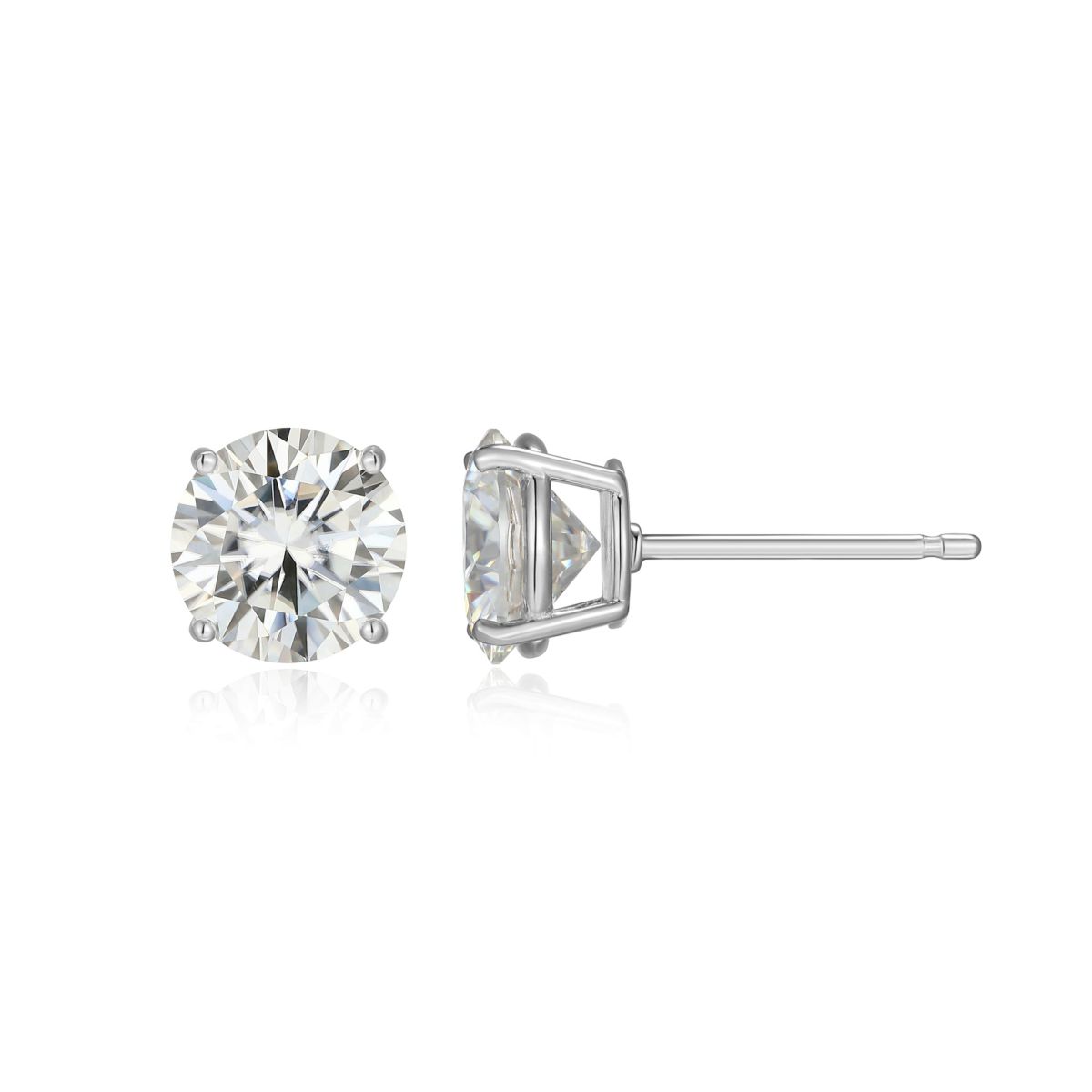 Lab Created 3.20 cttw Moissanite Round Stud Earrings 18K Yellow Gold or Platinum Plated Sterling Silver