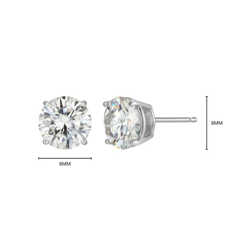 Lab Created 3.20 cttw Moissanite Round Stud Earrings 18K Yellow Gold or Platinum Plated Sterling Silver