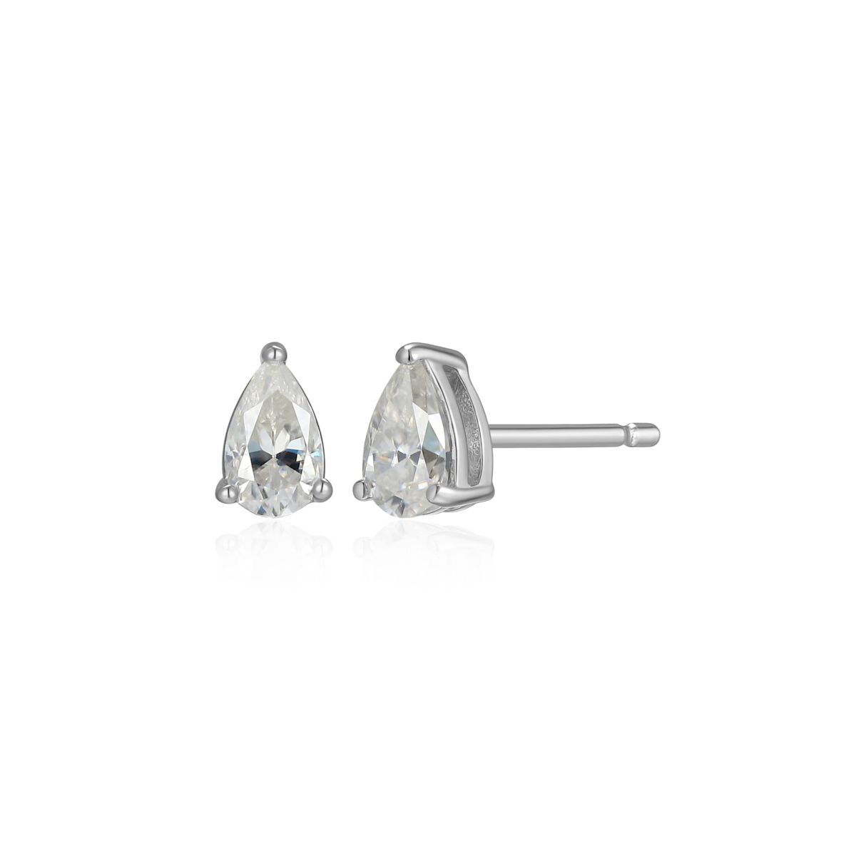 Lab Created 0.50 cttw Moissanite Pear Stud Earrings 18K Yellow Gold or Platinum Plated Sterling Silver