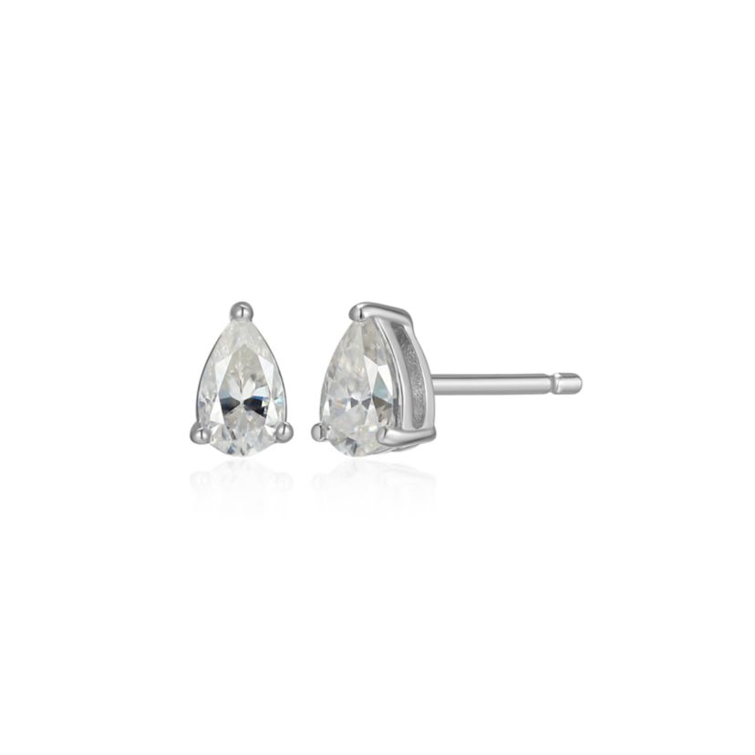 Lab Created 0.50 cttw Moissanite Pear Stud Earrings 18K Yellow Gold or Platinum Plated Sterling Silver