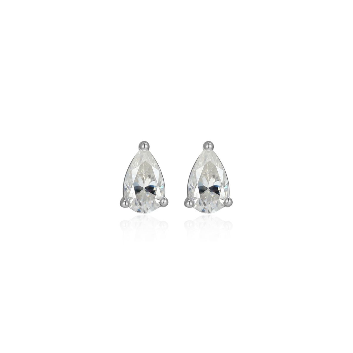 Lab Created 0.50 cttw Moissanite Pear Stud Earrings 18K Yellow Gold or Platinum Plated Sterling Silver