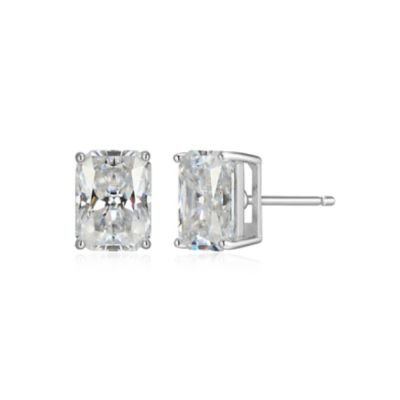 Aurealis Lab Created 3.10 cttw Moissanite Emerald Cut Stud Earrings 18K Yellow Gold or Platinum Plated Sterling Silver