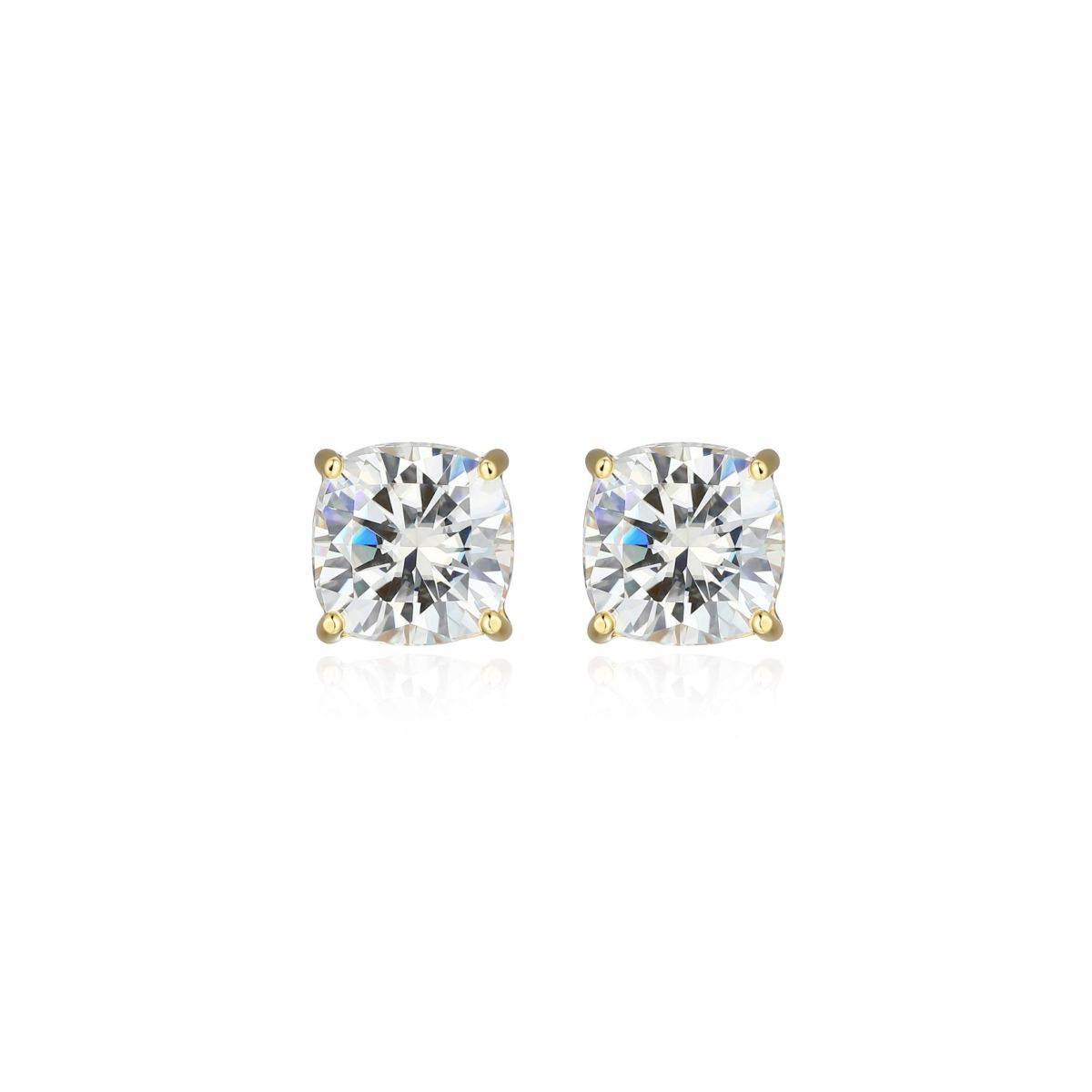 Lab Created 1.92 cttw Moissanite Cushion Stud Earrings 18K Yellow Gold or Platinum Plated Sterling Silver