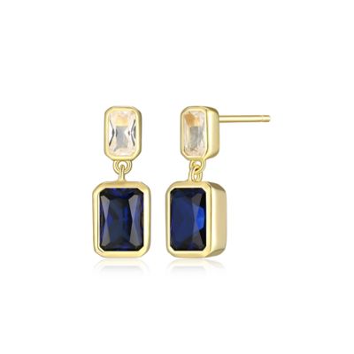 Aurealis Lab Created 18K Yellow Gold Plated Sterling Silver Women's Created Emerald or Sapphire Drop Earrings