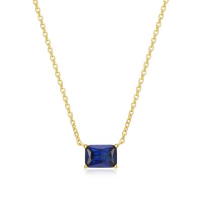 Aurealis Lab Created 18K Yellow Gold Plated Sterling Silver Women's Created Gemstone Pendant Necklace, 16 in