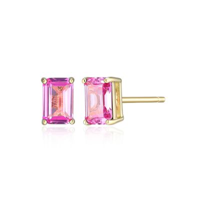 Aurealis Lab Created 18K Yellow Gold Plated Sterling Silver Women's Created Gemstone Stud Earrings, Pink