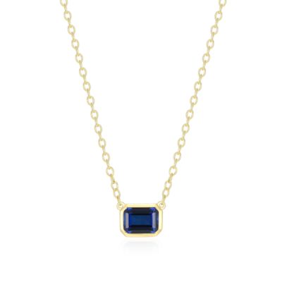 Aurealis Lab Created 18K Yellow Gold Plated Sterling Silver Women's Created Gemstone Bezel-Set Pendant Necklace, 16 in