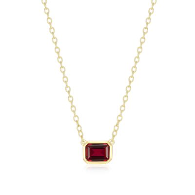 Aurealis Lab Created 18K Yellow Gold Plated Sterling Silver Women's Created Gemstone Bezel-Set Pendant Necklace, 16 in