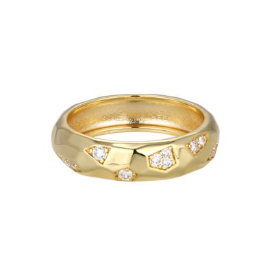 Aurealis Created White Sapphire Textured Ring In 18k Gold Plated Sterling Silver, 7