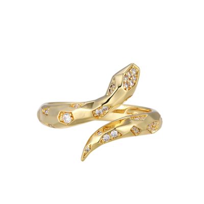 Aurealis Created White Sapphire Snake Ring In 18k Gold Plated Sterling Silver