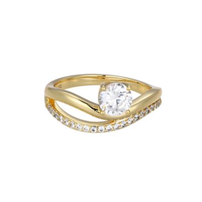 Aurealis Created White Sapphire Wavy Crossover Ring In 18k Gold Plated Sterling Silver, 7