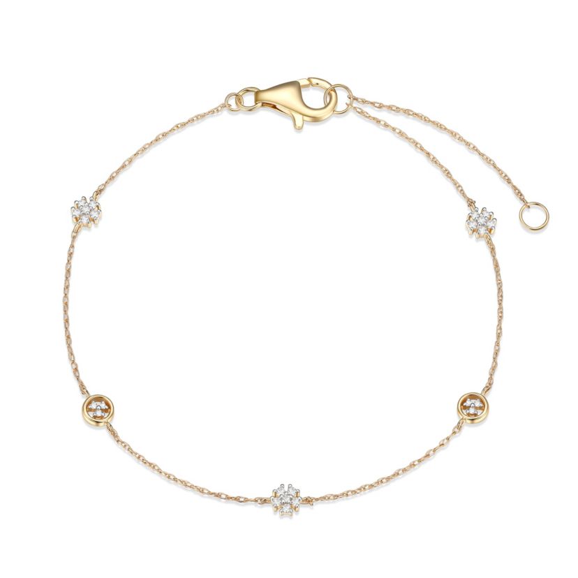 1/8 cttw Diamond Petit Bezel Station Bracelet in 14k Yellow Gold