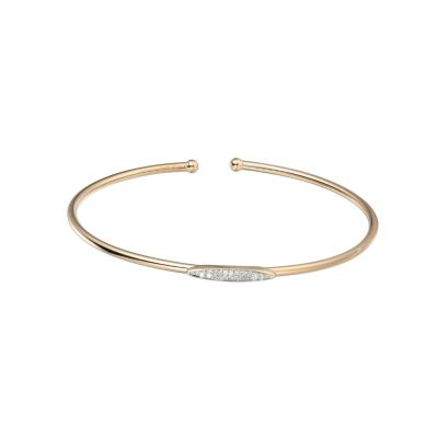 Aurealis 1/5 cttw Diamond Pave Bar Open Bangle Bracelet in 14k Yellow Gold -  0716825761667