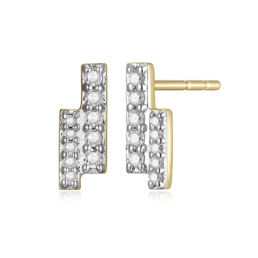 1/10 cttw Diamond Twin Bar Earrings in 14k Yellow Gold