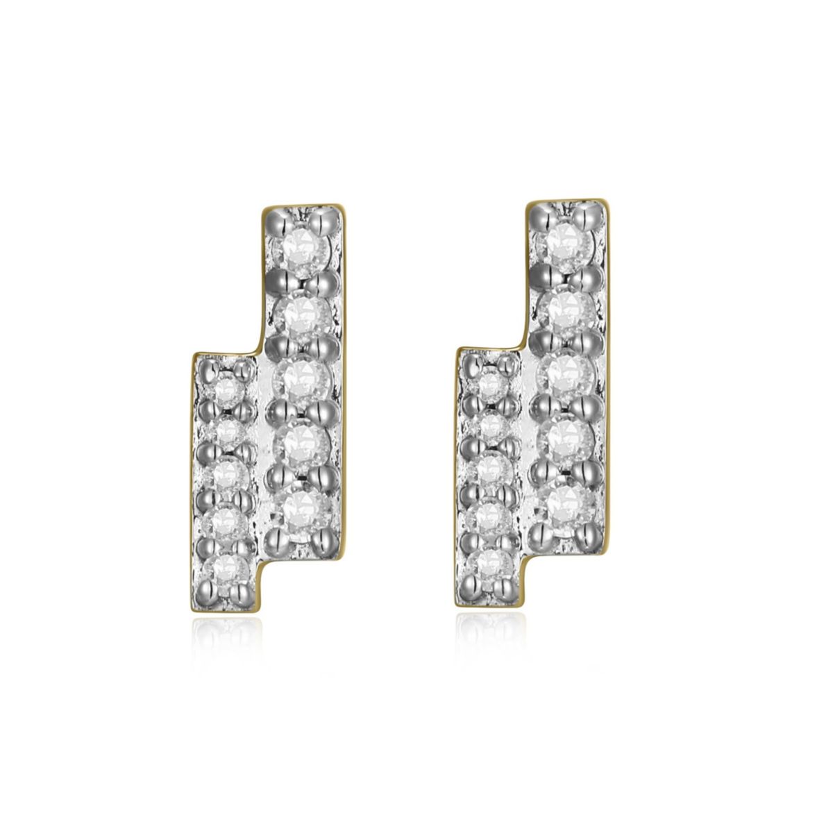 1/10 cttw Diamond Twin Bar Earrings in 14k Yellow Gold