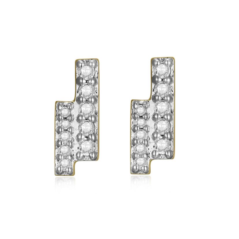 1/10 cttw Diamond Twin Bar Earrings in 14k Yellow Gold