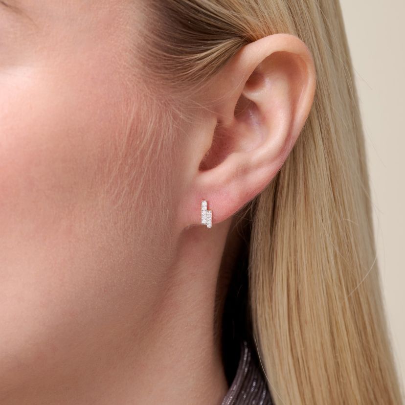 1/10 cttw Diamond Twin Bar Earrings in 14k Yellow Gold