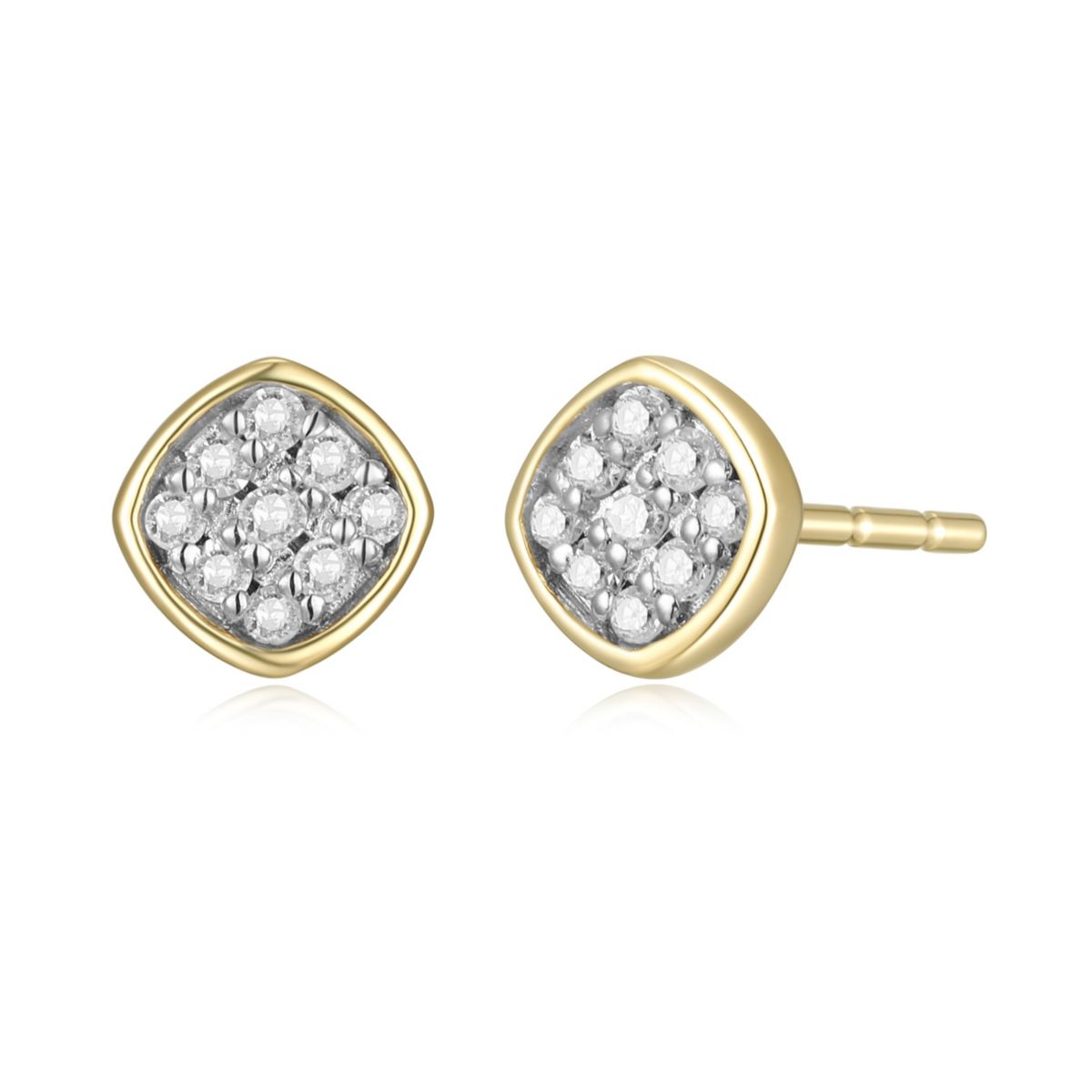 1/10 cttw Diamond Geometric Stud Earrings in 14k Yellow Gold