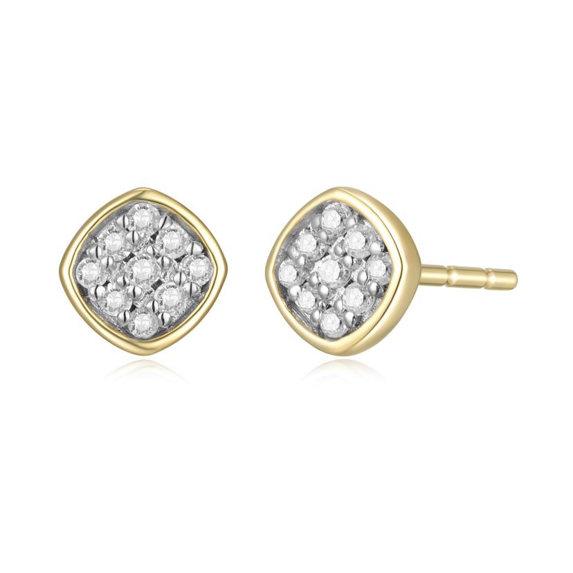 1/10 cttw Diamond Geometric Stud Earrings in 14k Yellow Gold