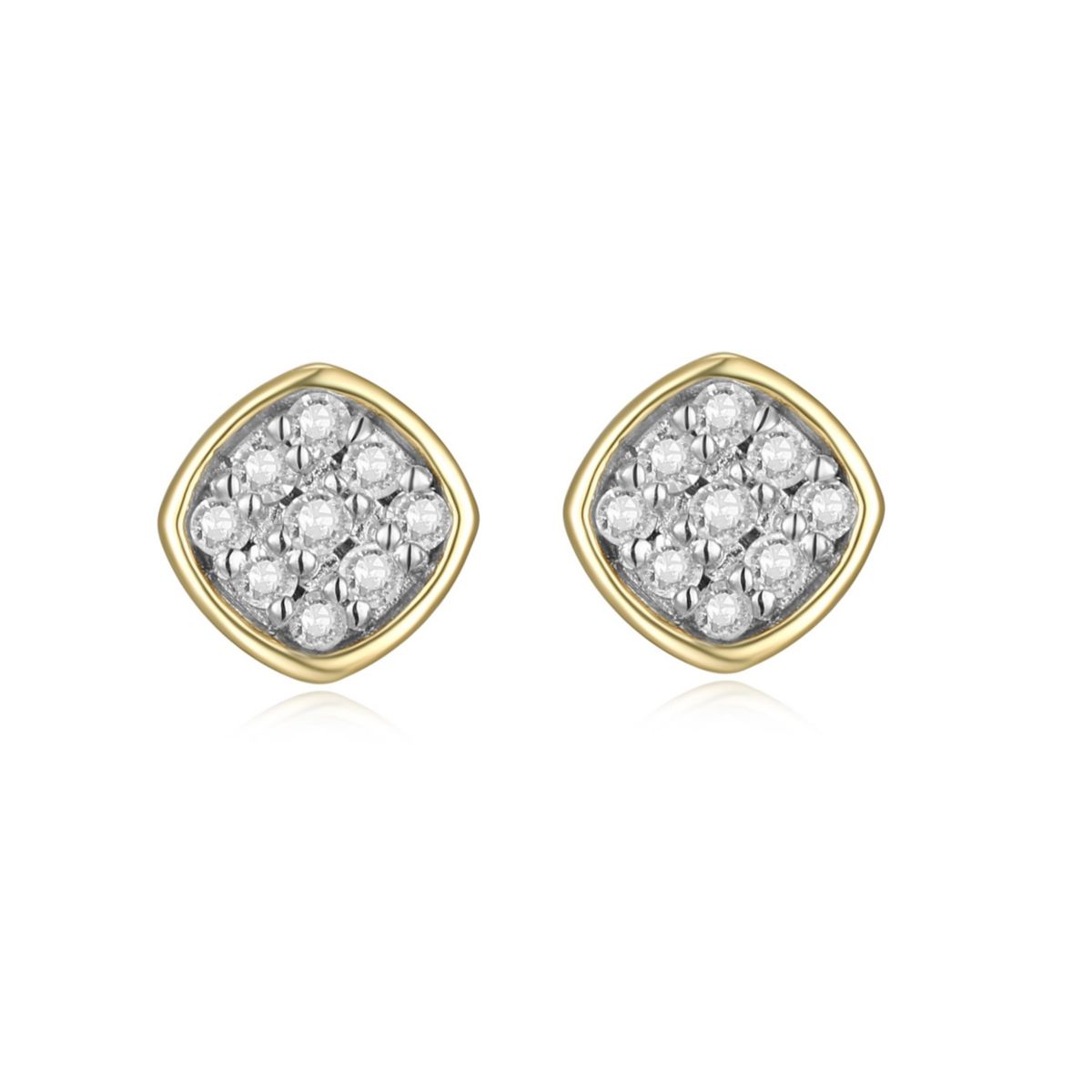 1/10 cttw Diamond Geometric Stud Earrings in 14k Yellow Gold