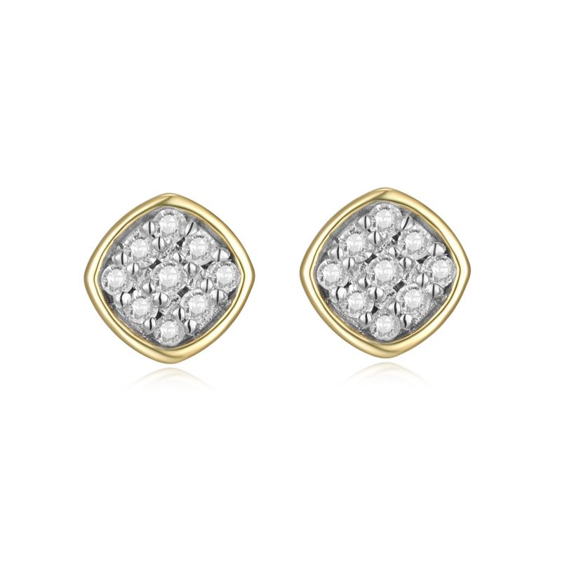 1/10 cttw Diamond Geometric Stud Earrings in 14k Yellow Gold