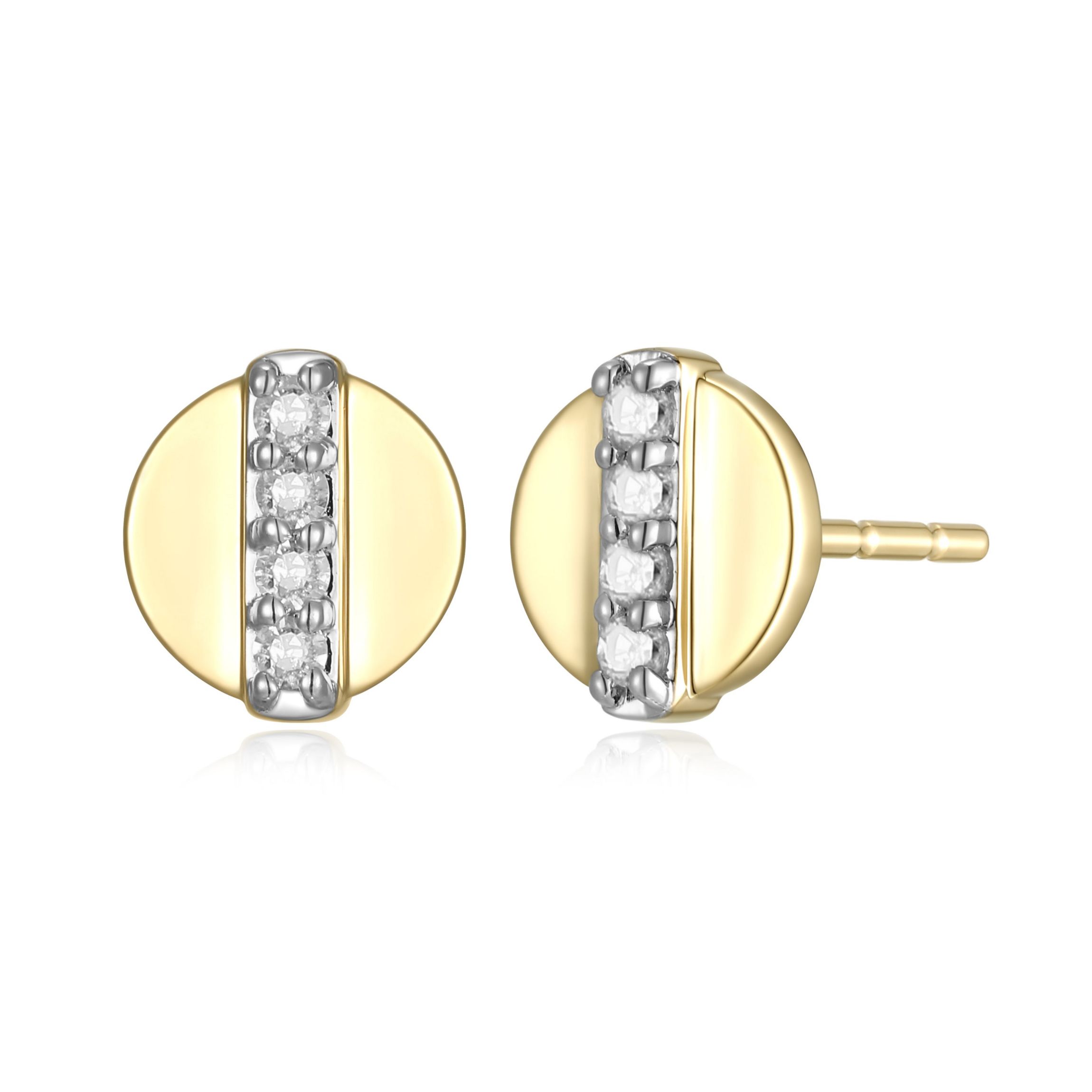 1/5 cttw Diamond Disc Stud Earrings in 14k Yellow Gold
