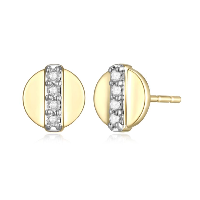 1/5 cttw Diamond Disc Stud Earrings in 14k Yellow Gold