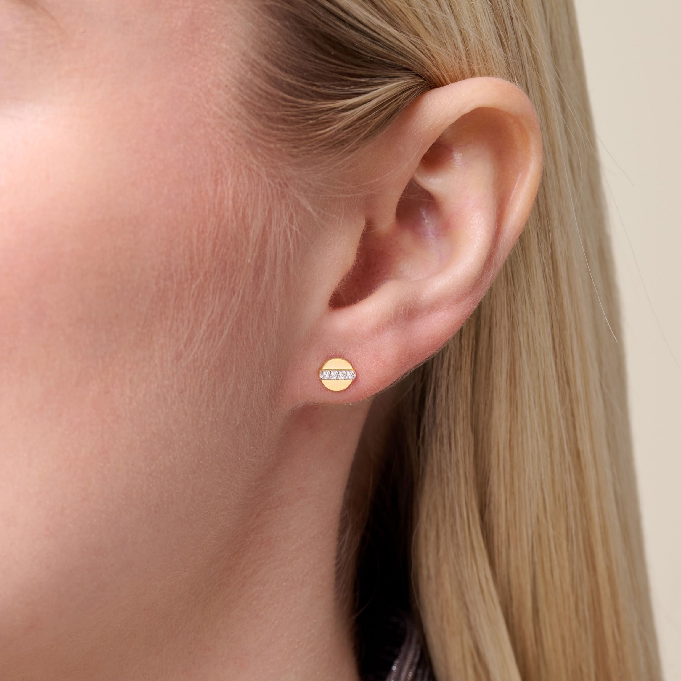 1/5 cttw Diamond Disc Stud Earrings in 14k Yellow Gold