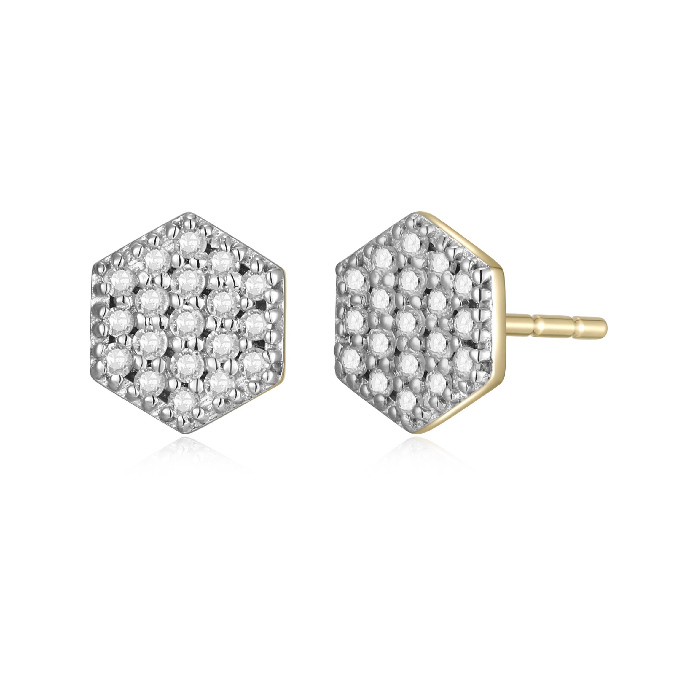 1/5 cttw Diamond Hexagon Stud Earrings in 14k Yellow Gold