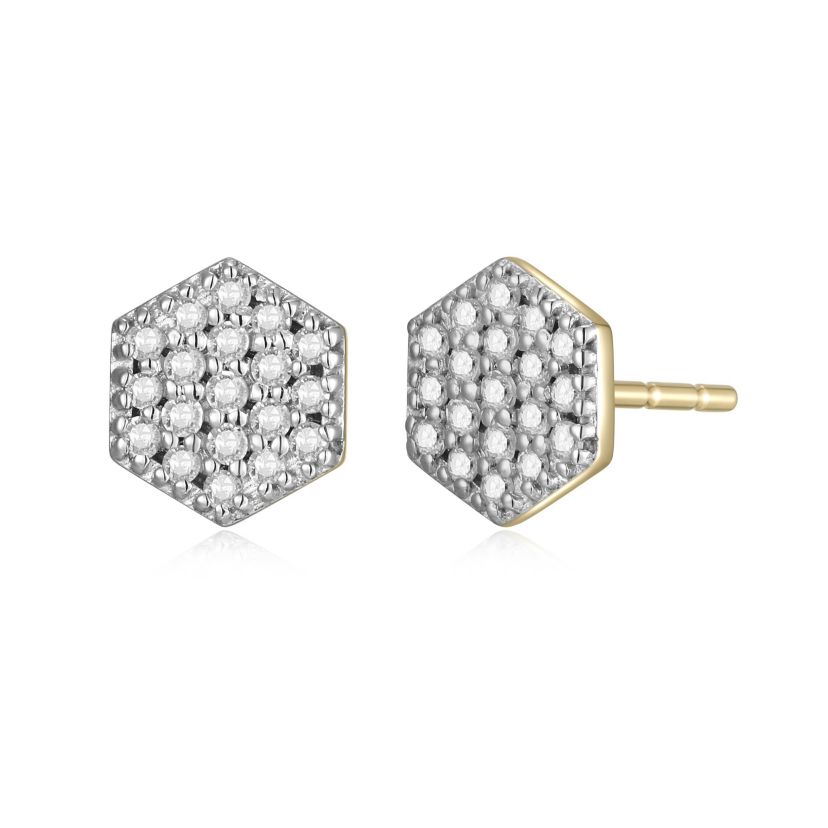 1/5 cttw Diamond Hexagon Stud Earrings in 14k Yellow Gold