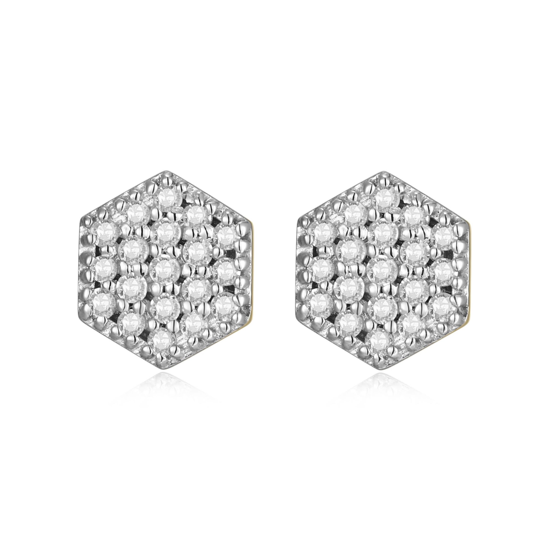 1/5 cttw Diamond Hexagon Stud Earrings in 14k Yellow Gold