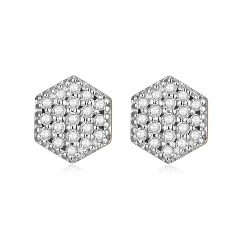 1/5 cttw Diamond Hexagon Stud Earrings in 14k Yellow Gold