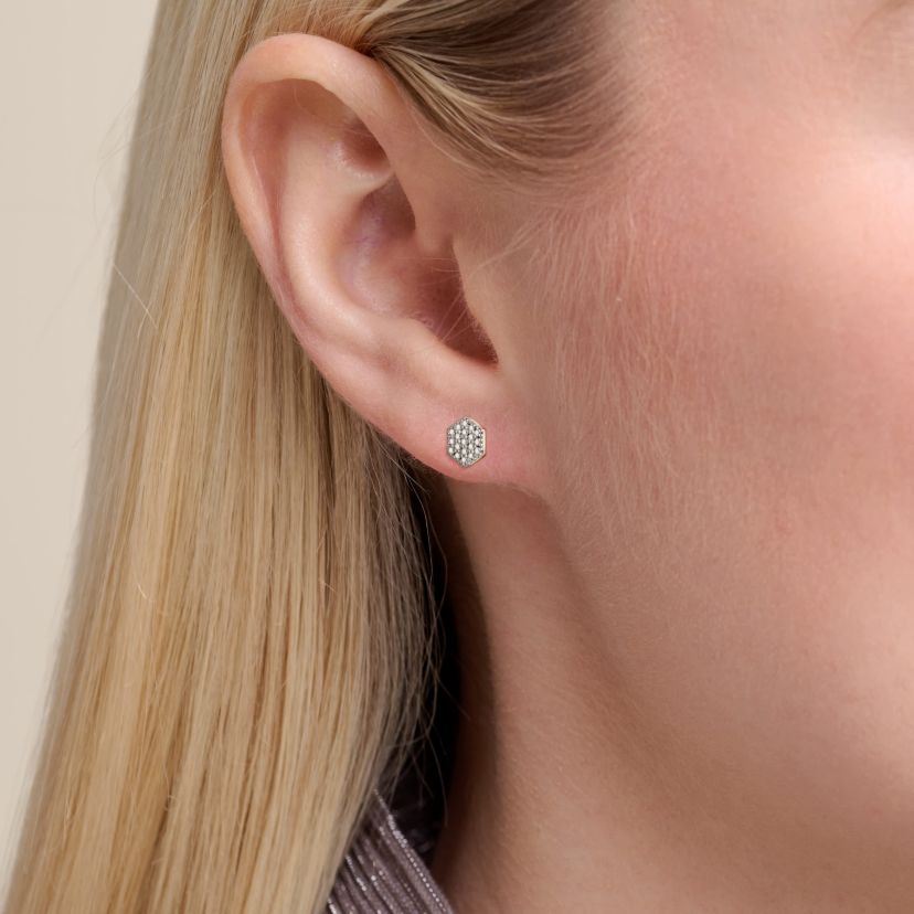 1/5 cttw Diamond Hexagon Stud Earrings in 14k Yellow Gold