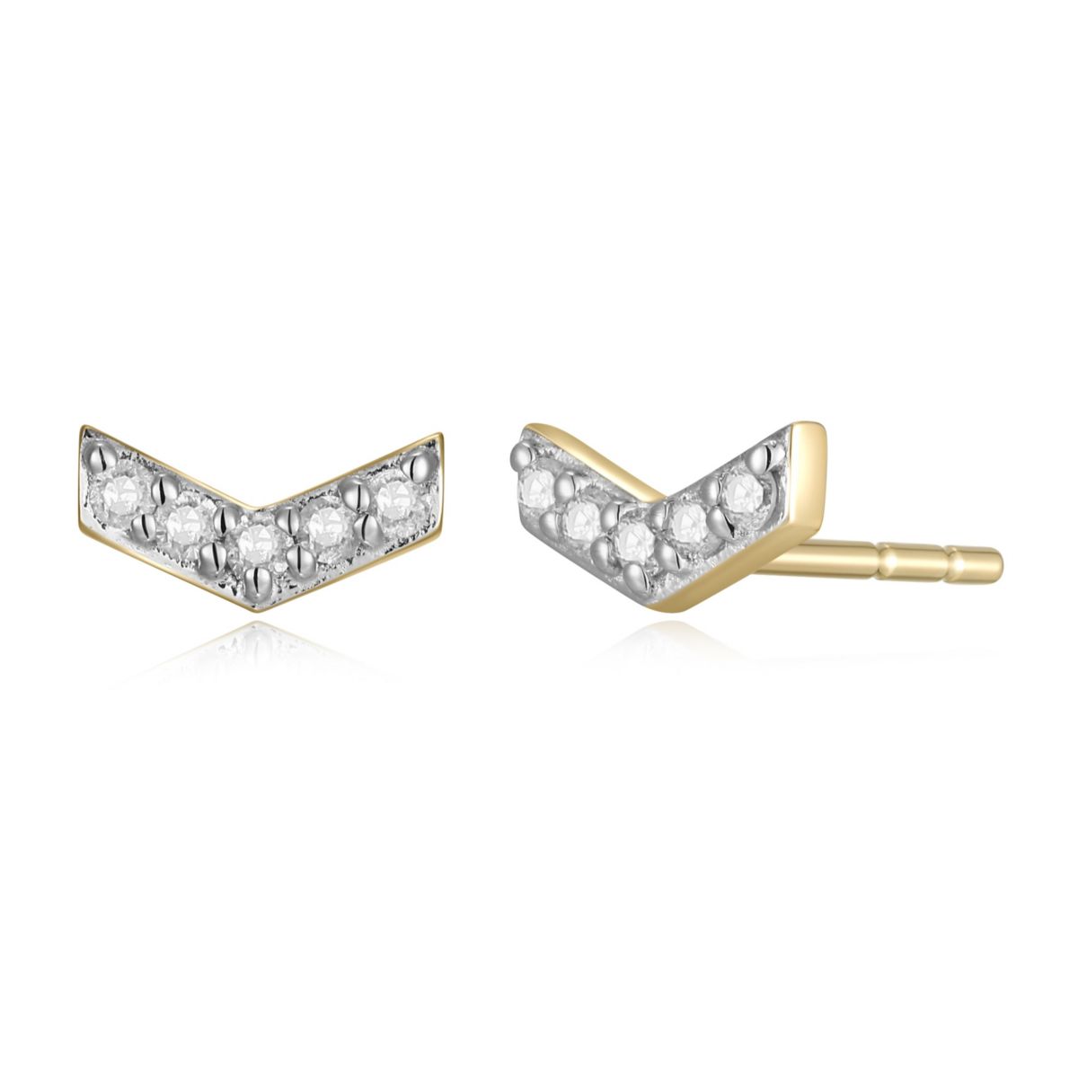 1/10 cttw Diamond Chevron Stud Earrings in 14k Yellow Gold