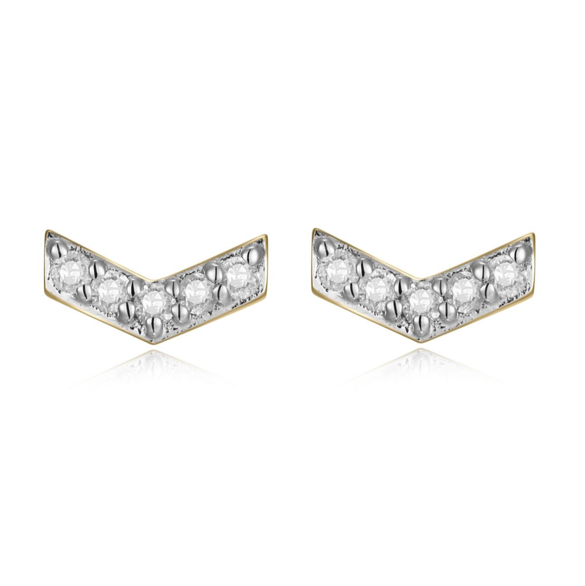 1/10 cttw Diamond Chevron Stud Earrings in 14k Yellow Gold