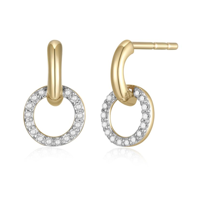 1/10 cttw Diamond Circle Drop Earrings in 14k Yellow Gold