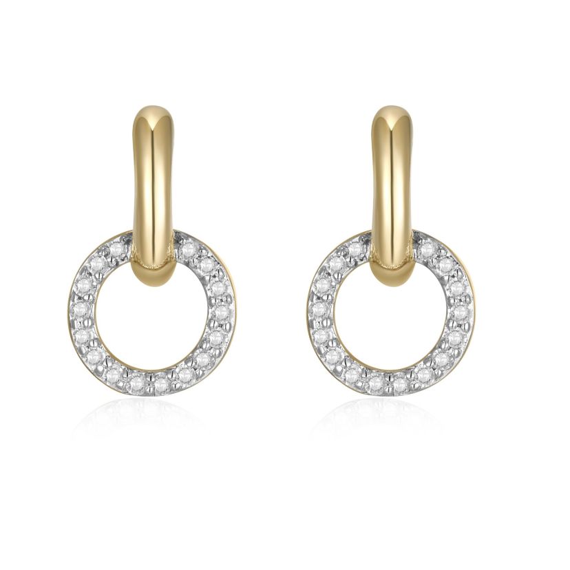 1/10 cttw Diamond Circle Drop Earrings in 14k Yellow Gold