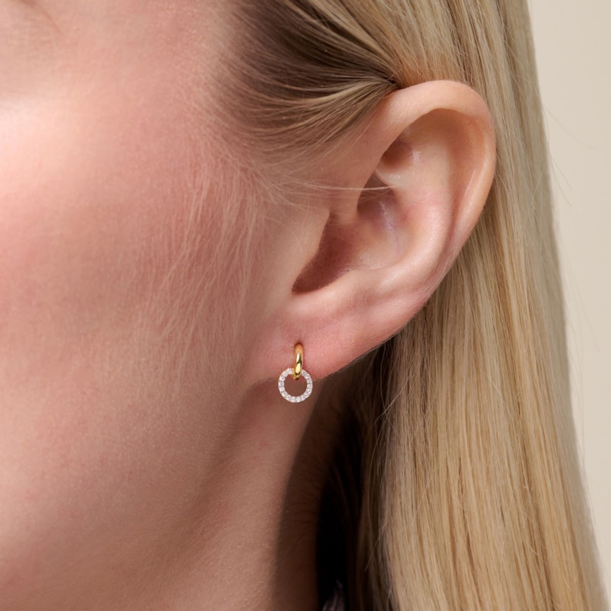 1/10 cttw Diamond Circle Drop Earrings in 14k Yellow Gold