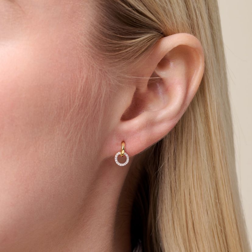 1/10 cttw Diamond Circle Drop Earrings in 14k Yellow Gold