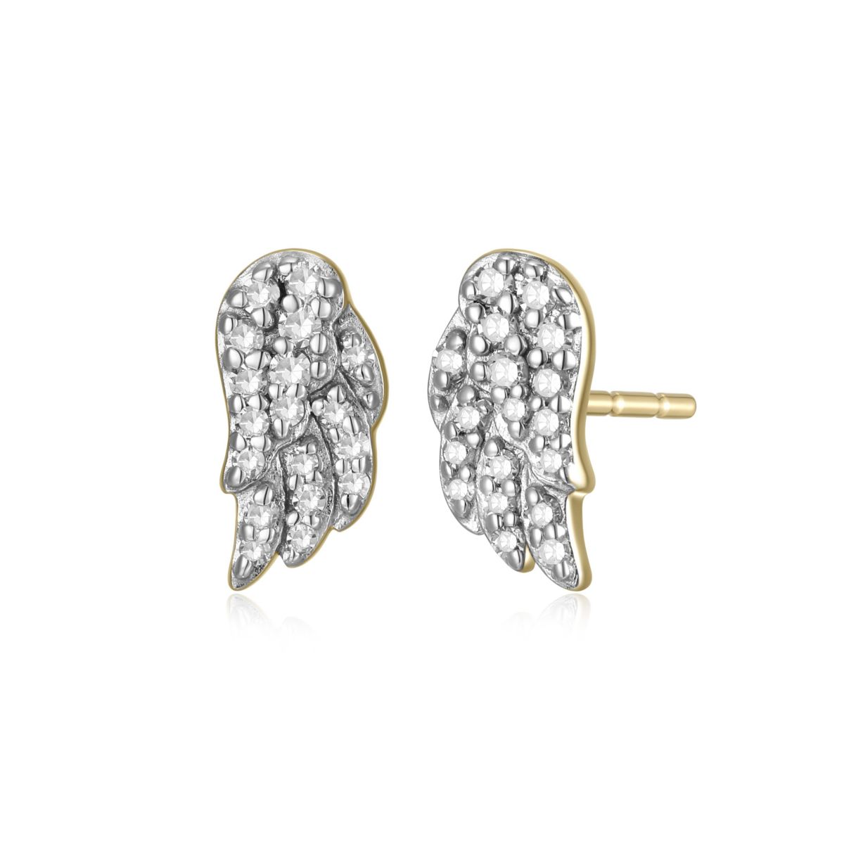 1/8 cttw Diamond Angel Wing Stud Earrings in 14k Yellow Gold