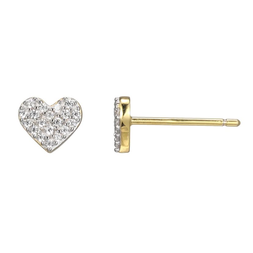 1/8 cttw Diamond Petit Heart Stud Earrings in 14k Yellow Gold