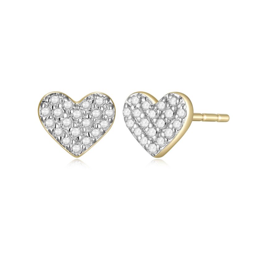 1/8 cttw Diamond Petit Heart Stud Earrings in 14k Yellow Gold