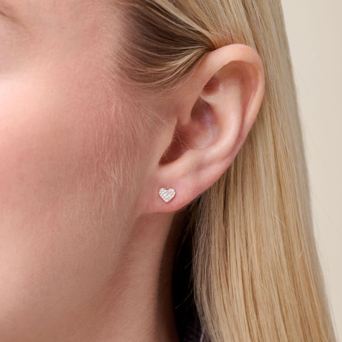 1/8 cttw Diamond Petit Heart Stud Earrings in 14k Yellow Gold