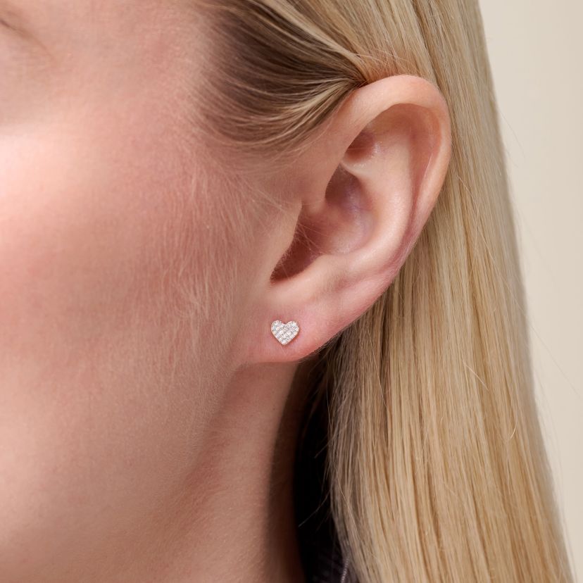 1/8 cttw Diamond Petit Heart Stud Earrings in 14k Yellow Gold
