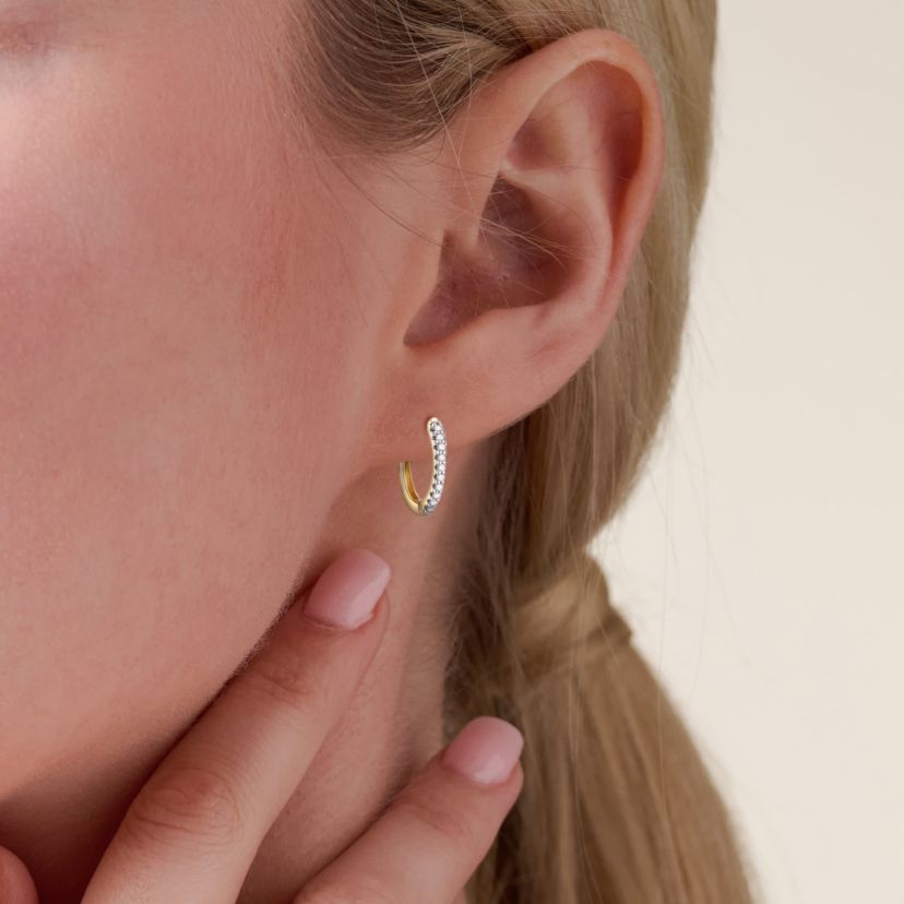 1/10 cttw Diamond Hinged Hoop Earrings in 14k Yellow Gold