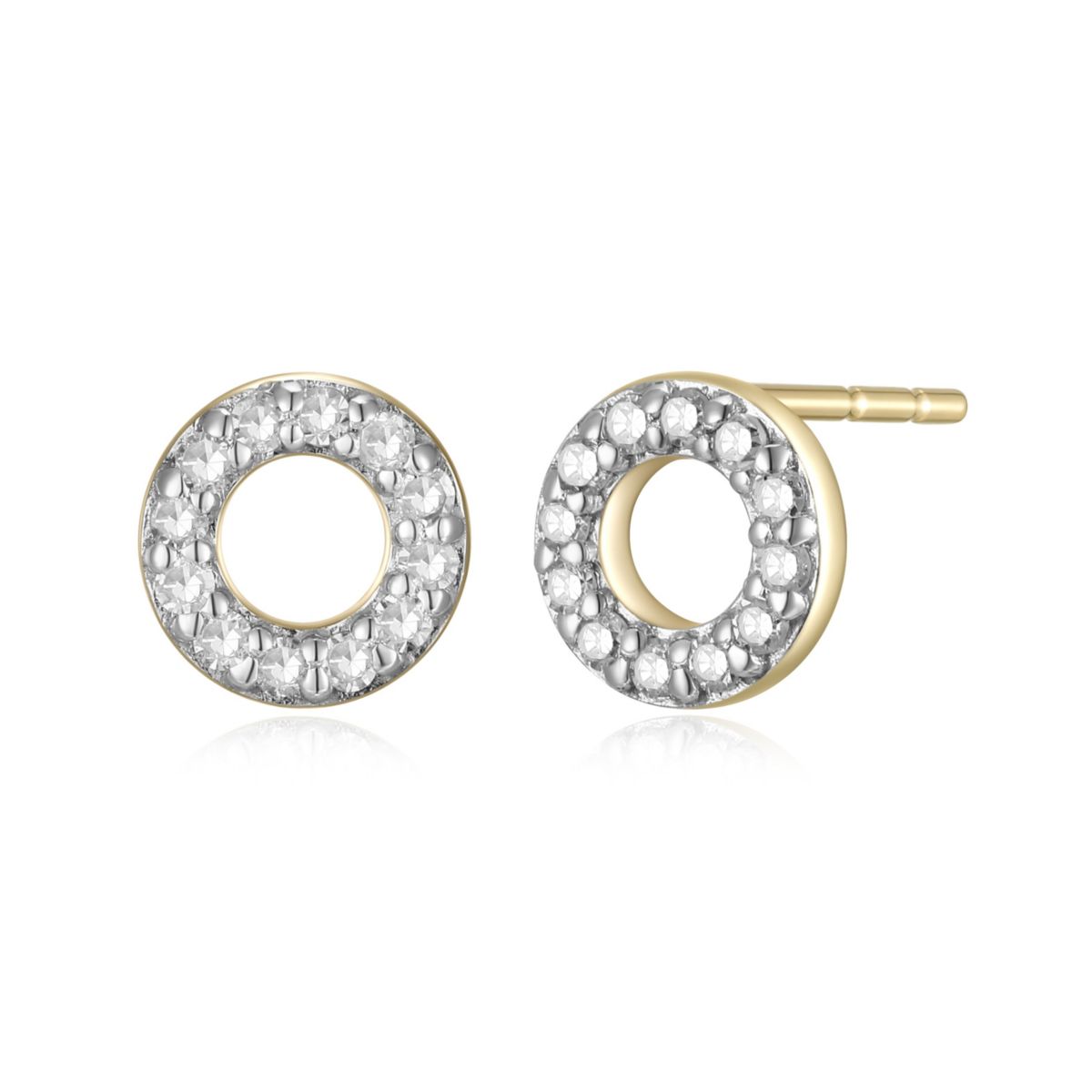 1/10 cttw Diamond Open Circle Stud Earrings in 14k Yellow Gold