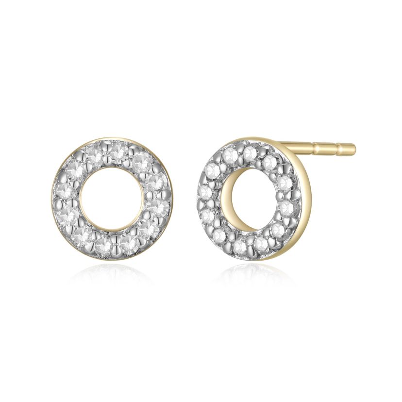 1/10 cttw Diamond Open Circle Stud Earrings in 14k Yellow Gold
