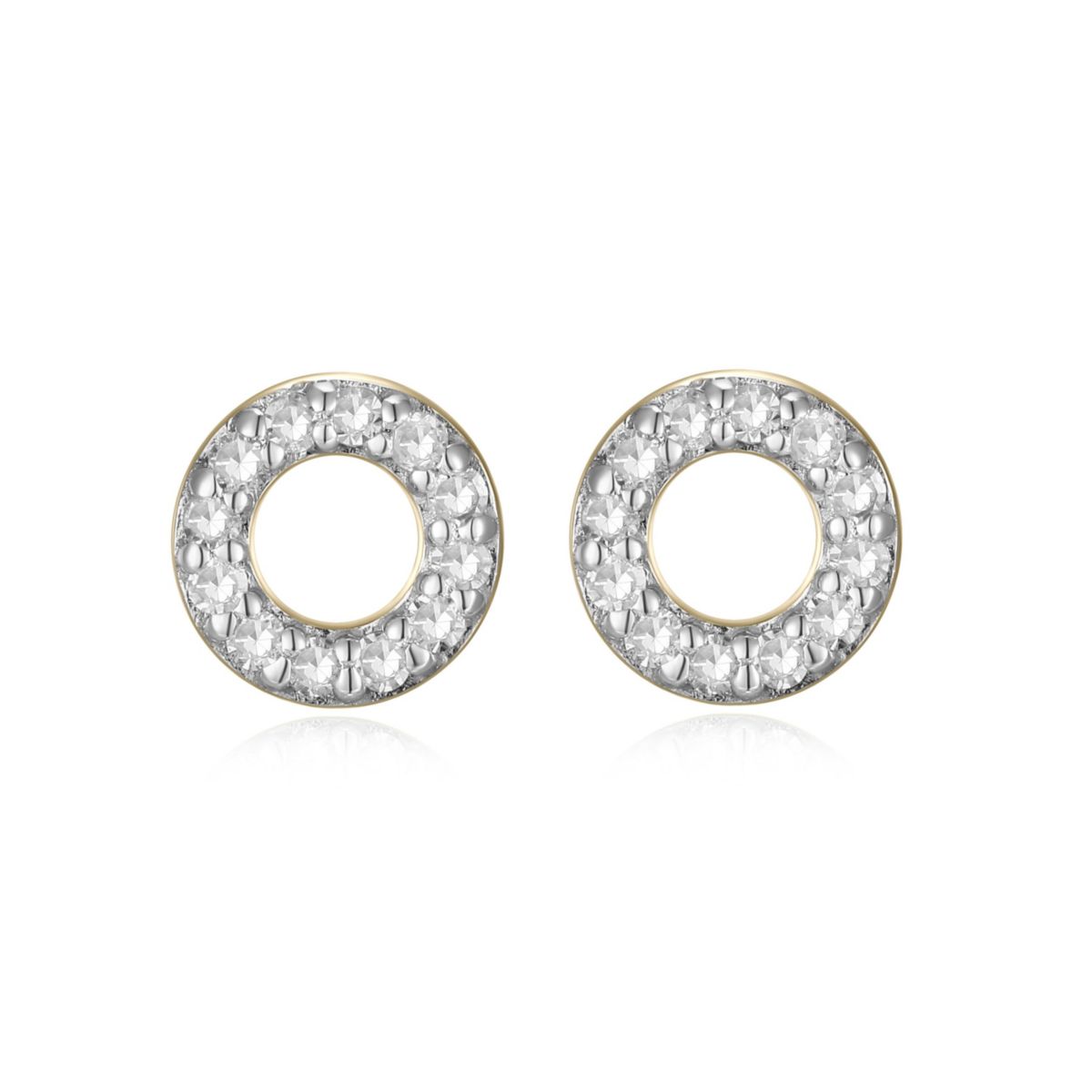 1/10 cttw Diamond Open Circle Stud Earrings in 14k Yellow Gold